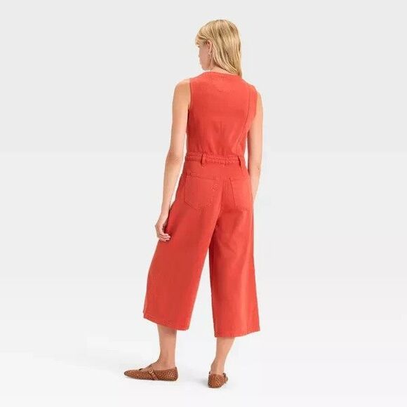 Universal Thread Women's Cropped Sleeveless Jumpsuit Red Sz 2 New with Tags - Picture 3 of 3